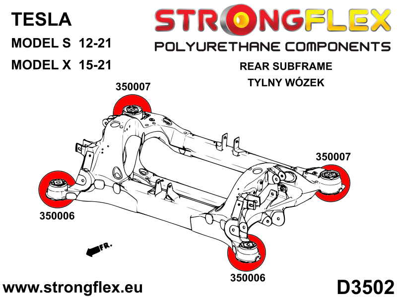 Silentblock delantero del subchasis trasero SPORT Tesla Model S Model X (350006A)
