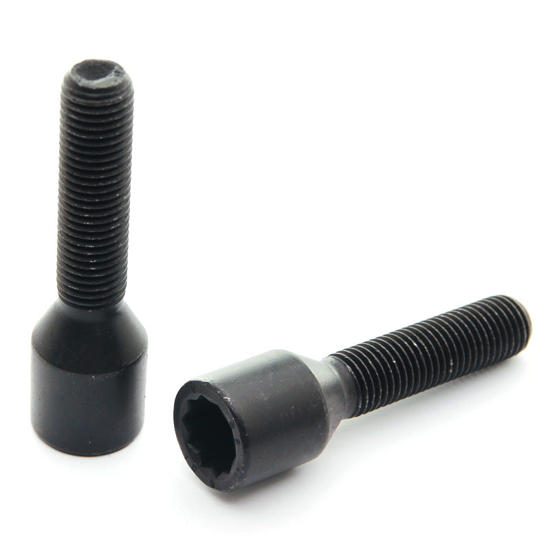 Tornillos de rueda largos de llave interior M12x1.25 en negro (10 unidades)