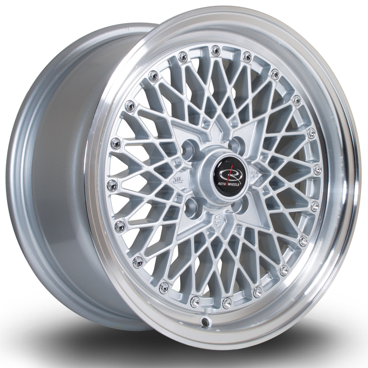 Llanta Rota OS Mesh 15x7" 4x100 ET30 plata / labio pulido