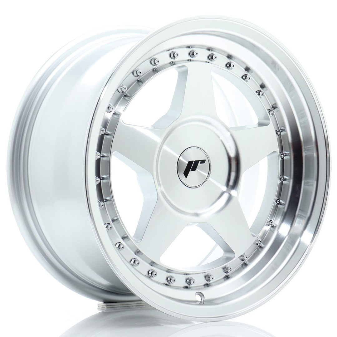 Llanta Japan Racing JR-6 16x8" a medida ET10-30 plata mecanizada