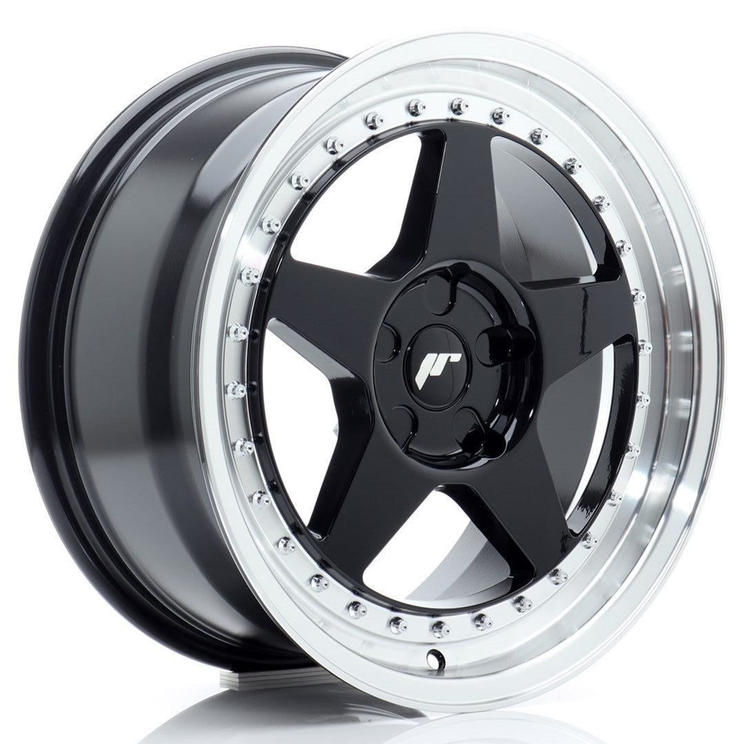 Llanta Japan Racing JR-6 17x8" 5 tornillos a medida ET20-35 negro brillo / labio mecanizado