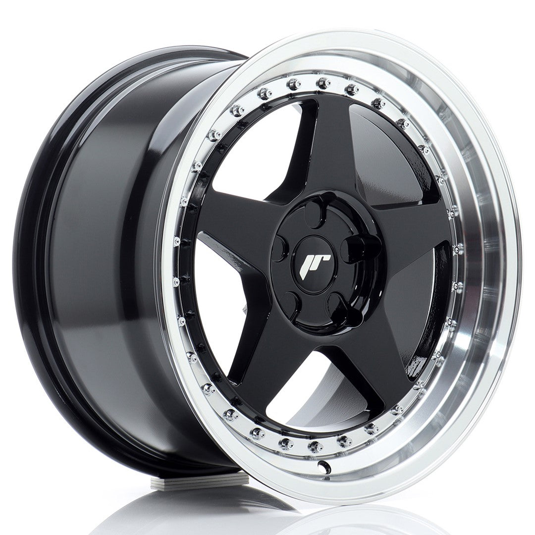 Llanta Japan Racing JR-6 17x9" 5 tornillos a medida ET20-35 negro brillo / labio mecanizado
