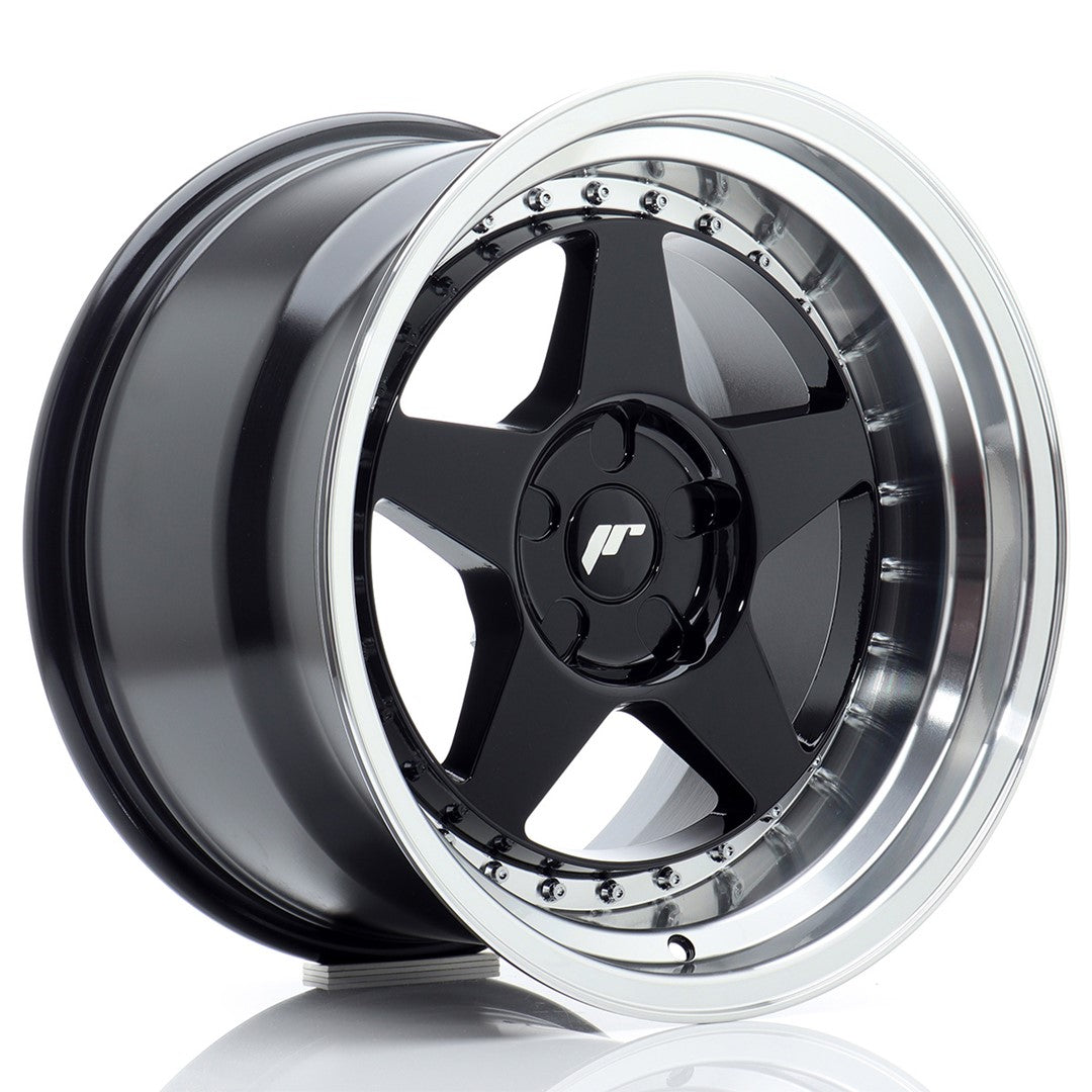 Llanta Japan Racing JR-6 17x10" 5 tornillos a medida ET0-20 negro brillo / labio mecanizado