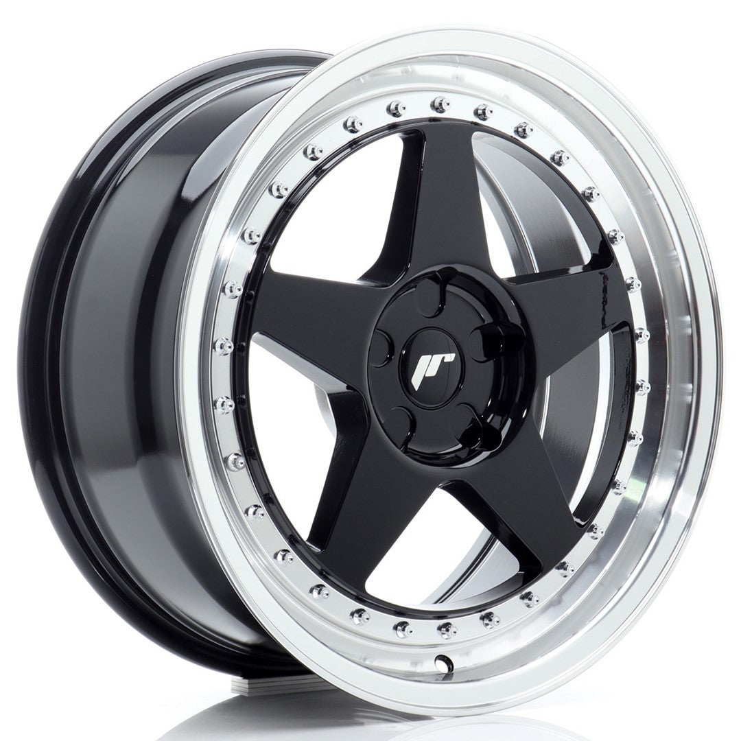 Llanta Japan Racing JR-6 18x8" 5 tornillos a medida ET20-35 negro brillo / labio mecanizado