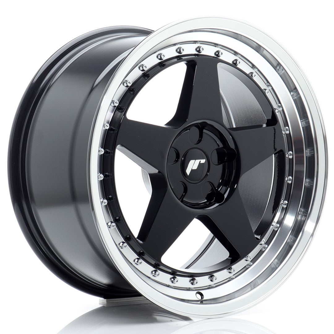 Llanta Japan Racing JR-6 18x9" 5 tornillos a medida ET20-35 negro brillo / labio mecanizado