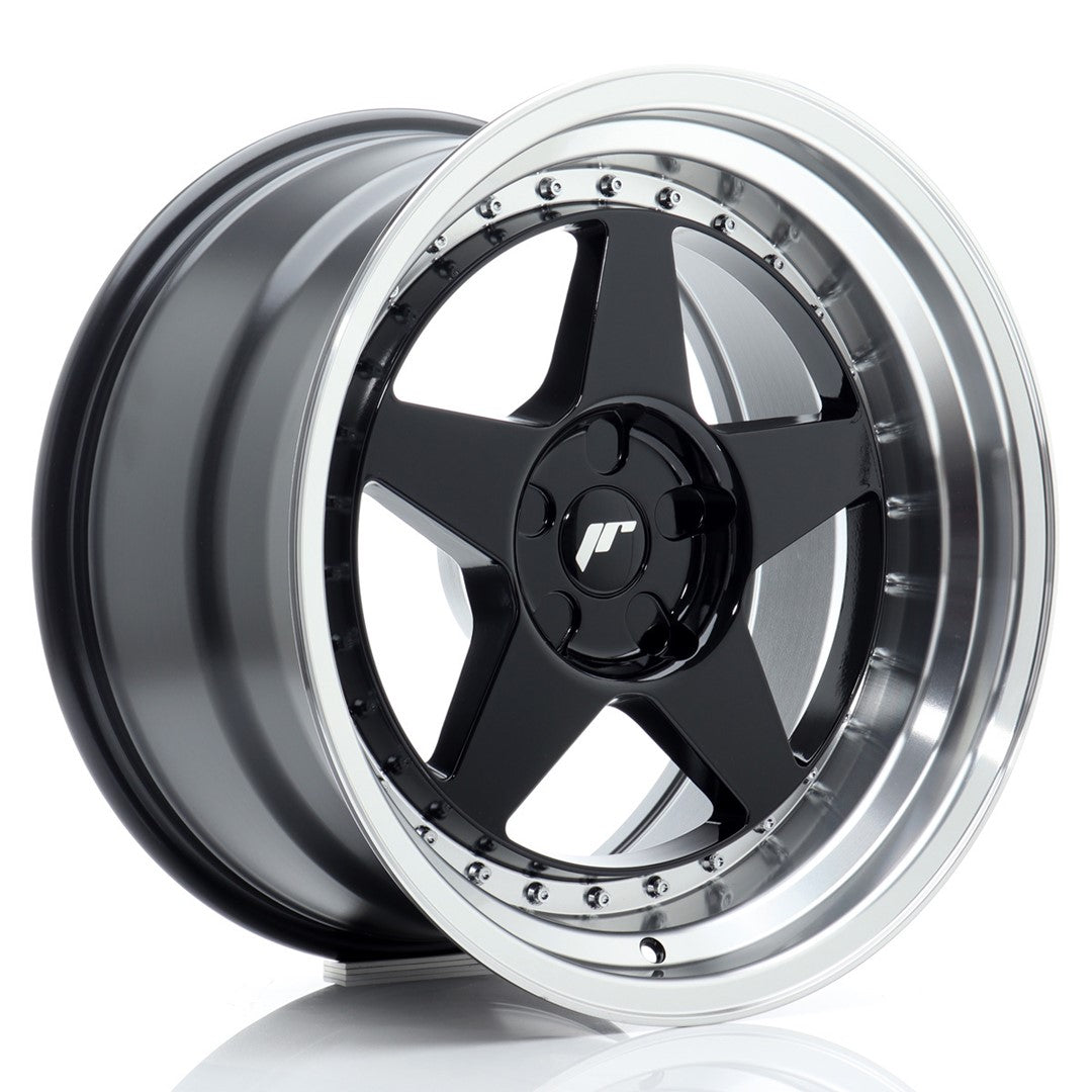 Llanta Japan Racing JR-6 18x10" 5 tornillos a medida ET0-25 negro brillo / labio mecanizado