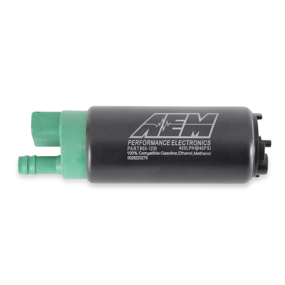Bomba de gasolina AEM 400 l/h compacta para E85, salida doble