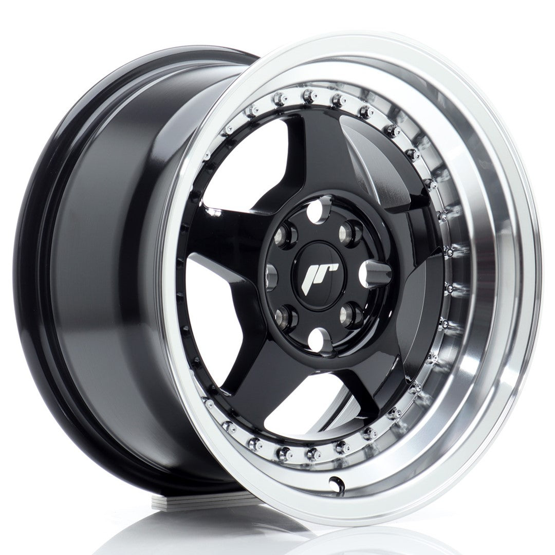 Llanta Japan Racing JR-6 15x8" 4x100 ET25 negro brillo / labio mecanizado