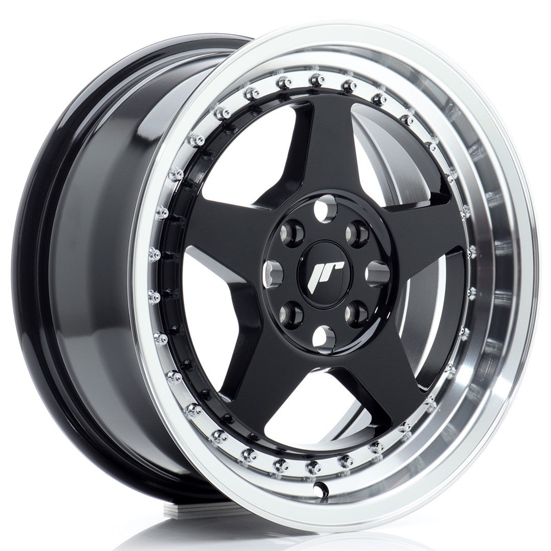 Llanta Japan Racing JR-6 16x7" 4x100 ET35 negro brillo / labio mecanizado