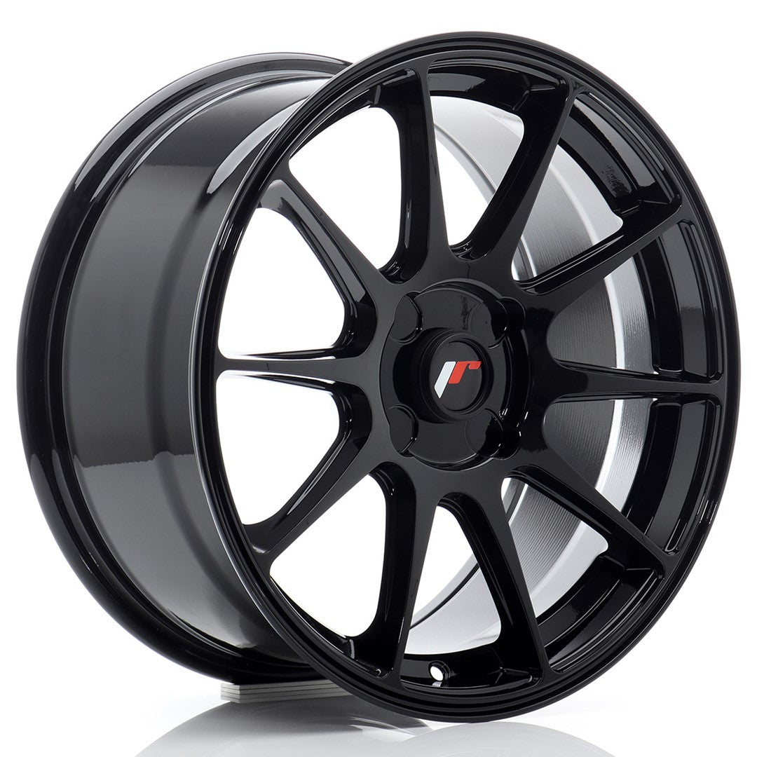 Llanta Japan Racing JR-11 17x8" 4 tornillos a medida ET20-35 negro brillo