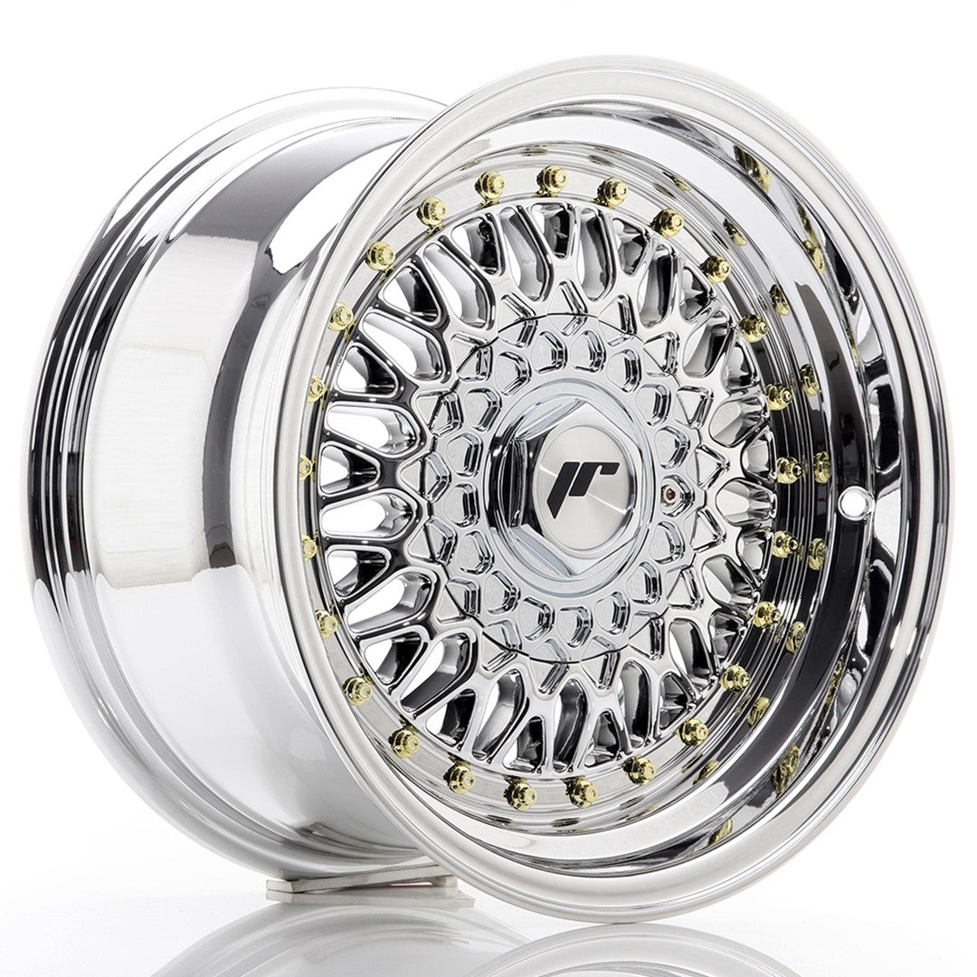Llanta Japan Racing JR-9 15x8" 4x100/4x108 ET20 cromado / titanio