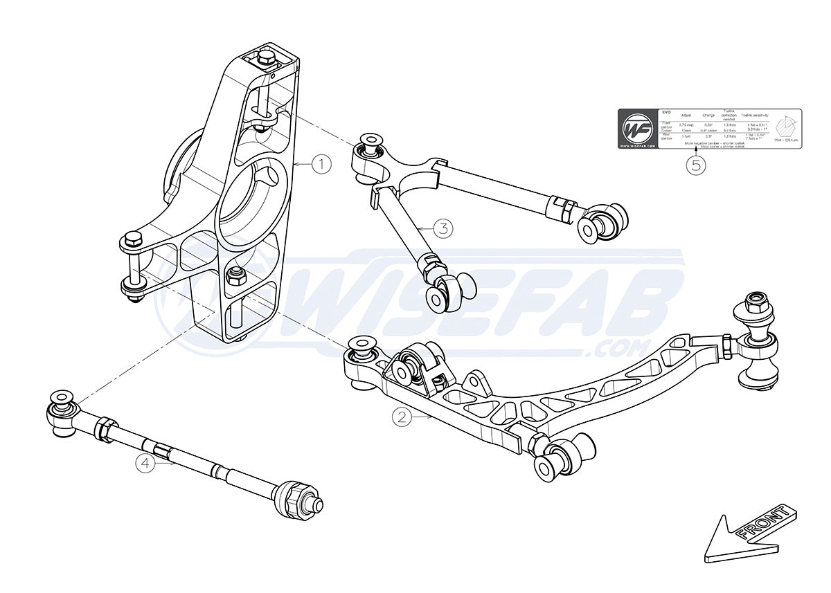 Kit de vía delantera Wisefab para Honda S2000