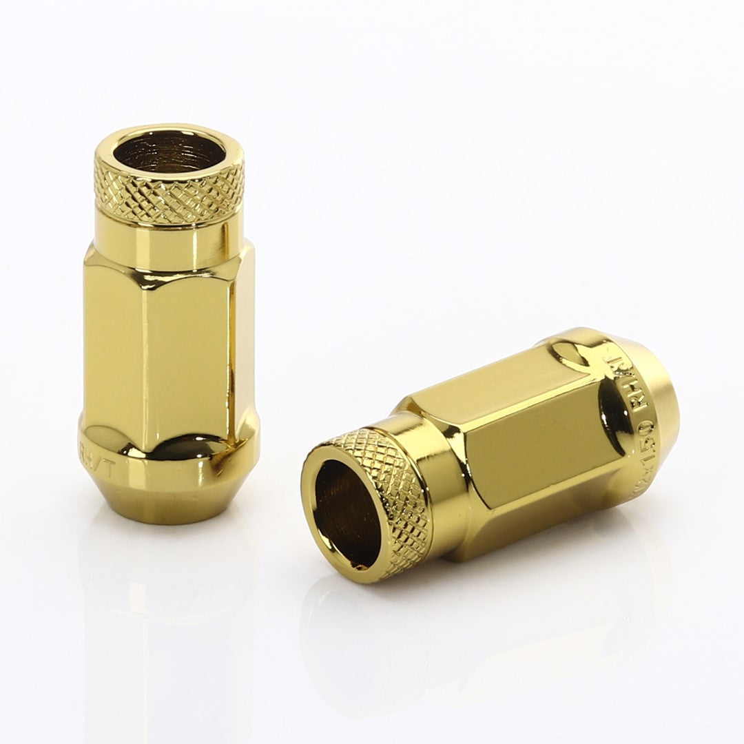 Tuercas de rueda de acero forjado JN1 M12x1.5 en dorado (20 unidades)