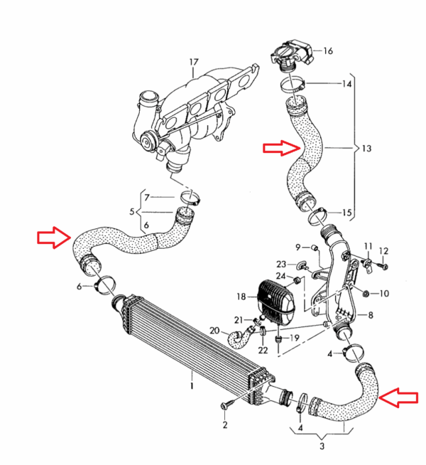 B8 A4/A5 SILICONE INTERCOOLER HOSE KIT