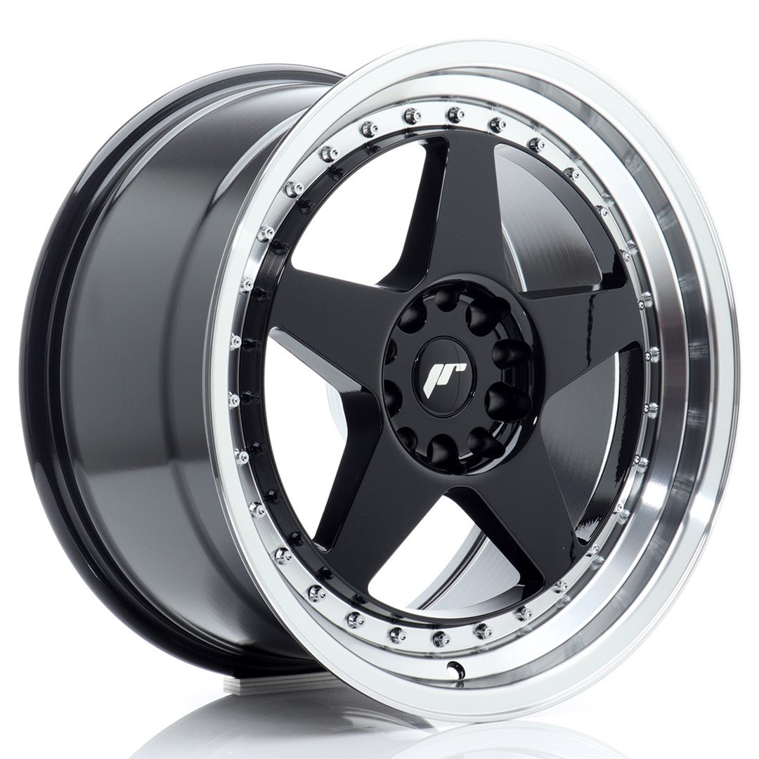 Llanta Japan Racing JR-6 18x9,5" 5x114.3/5x120 ET22 negro brillo / labio mecanizado