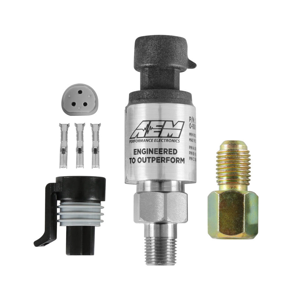 Kit de sensor de presión de fluidos AEM de acero inoxidable (7 bar)
