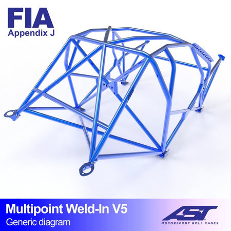 Arco de seguridad AST para soldar Abarth 500 (312) (3 puertas hatchback) Multipoint Weld-In V5 (V-Design)