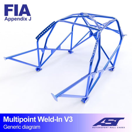 Arco de seguridad AST para soldar Alfa Romeo 75 (4 puertas sedán) Multipoint Weld-In V3 (X-Design)