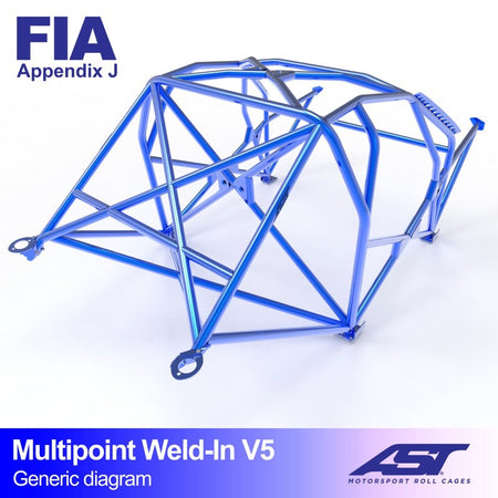 Arco de seguridad AST para soldar Alfa Romeo 75 (4 puertas sedán) Multipoint Weld-In V5 (X-Design)