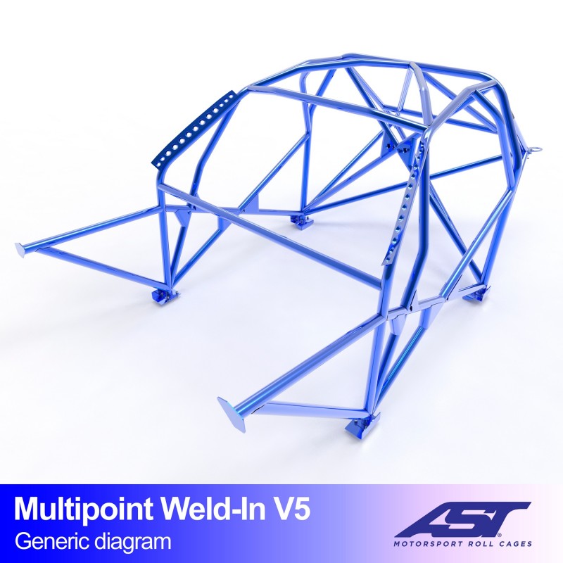 Arco de seguridad AST para soldar Audi A1 (8X) (3 puertas hatchback FWD) Multipoint Weld-In V5 (V-Design)