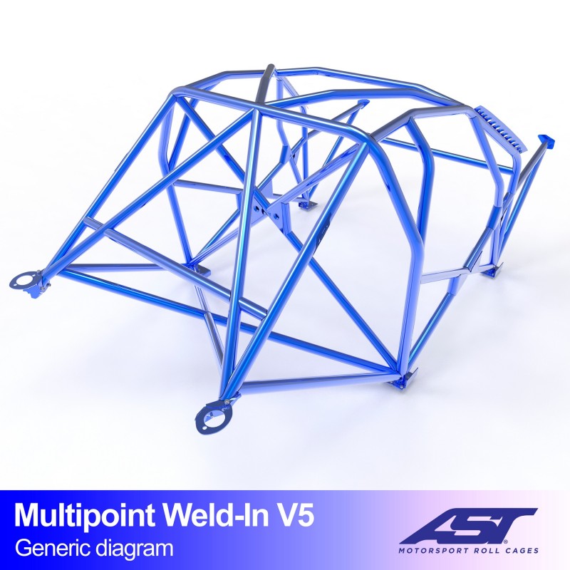 Arco de seguridad AST para soldar Audi A1 (8X) (3 puertas hatchback Quattro) Multipoint Weld-In V5 (V-Design)