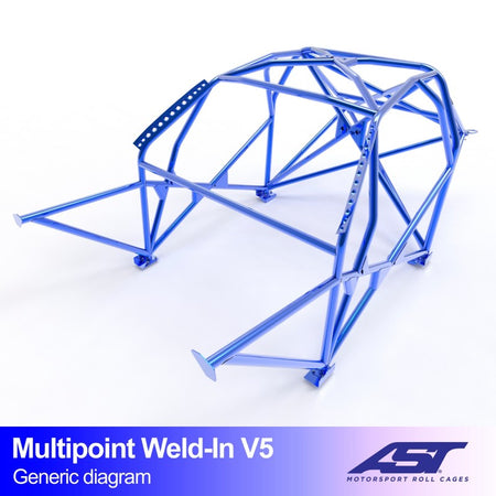 Arco de seguridad AST para soldar Audi A1 (8X) (5 puertas hatchback QUATTRO) Multipoint Weld-In V5 (V-Design)