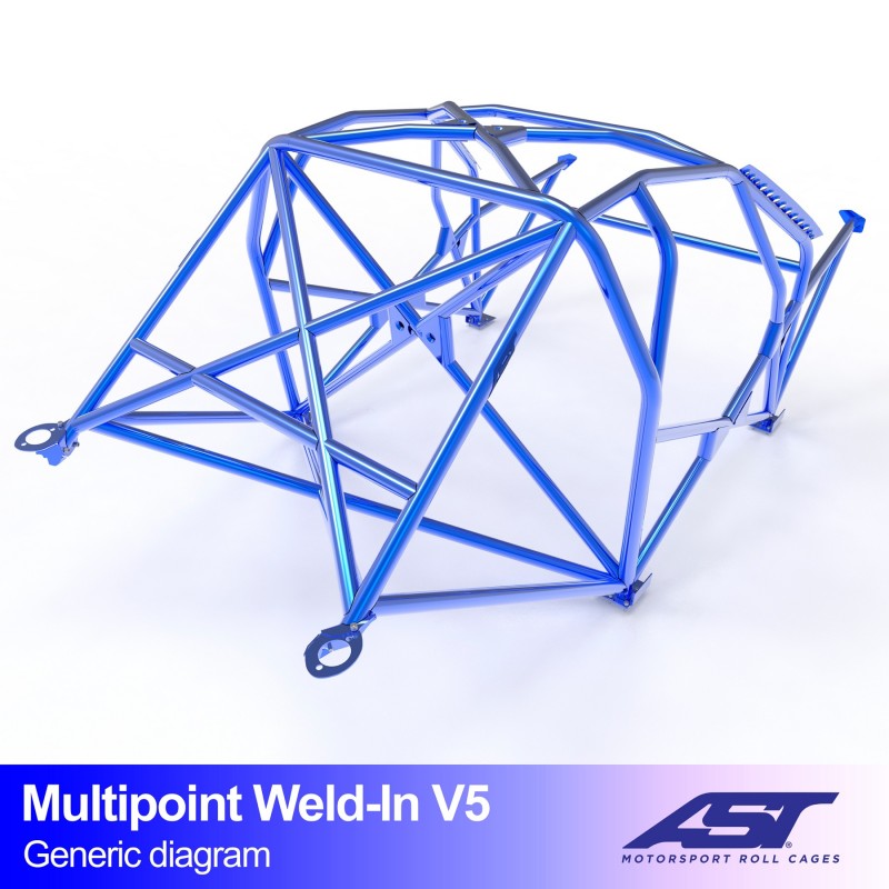 Arco de seguridad AST para soldar Audi A1 (8X) (5 puertas hatchback QUATTRO) Multipoint Weld-In V5 (V-Design)