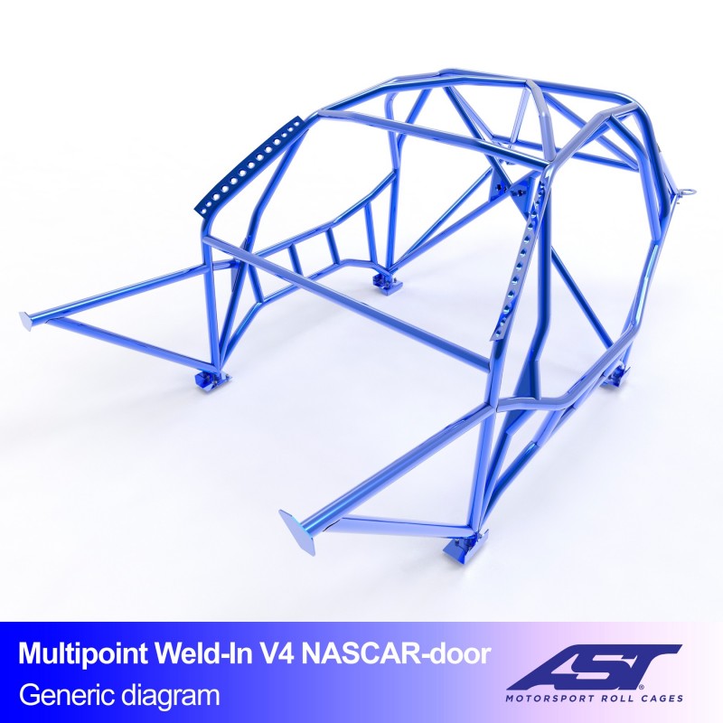Arco de seguridad AST para soldar BMW 1-Series (E81) (3 puertas hatchback) Multipoint Weld-In V4 Nascar-Door Para Drift (V-Design)