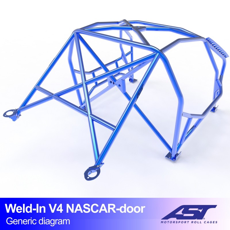 Arco de seguridad AST para soldar BMW 3-Series (E30) (2 puertas coupé AWD) Weld-In V4 Nascar-Door Para Drift (X-Design)