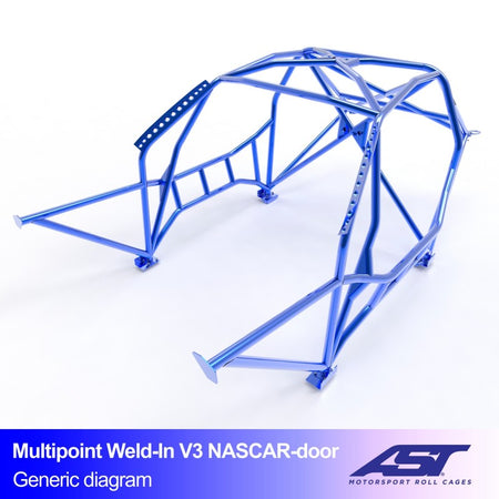 Arco de seguridad AST para soldar BMW 3-Series (E30) (2 puertas coupé RWD) Multipoint Weld-In V3 Nascar-Door Para Drift (X-Design)