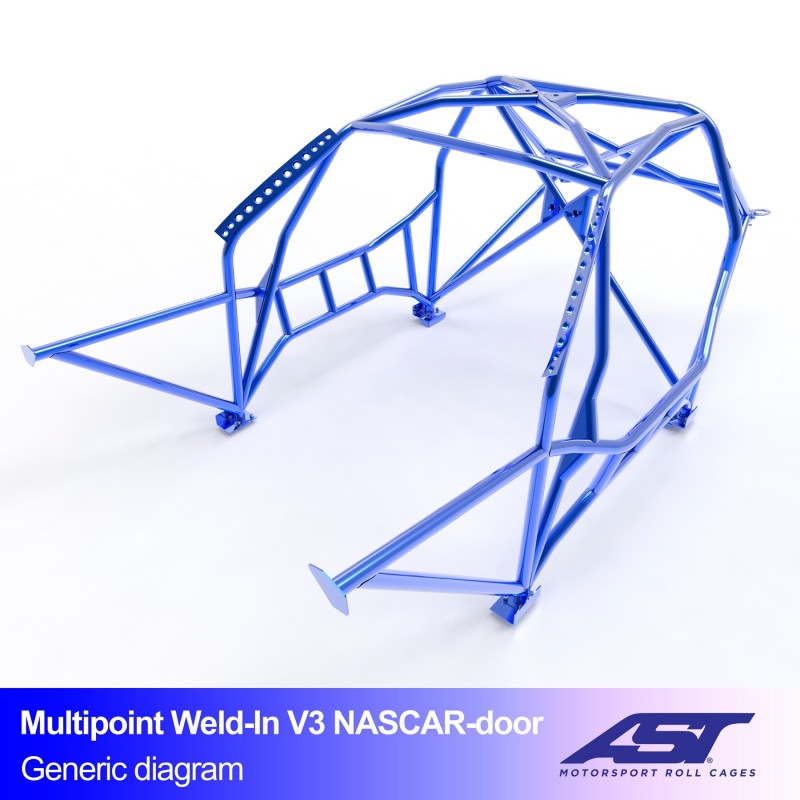Arco de seguridad AST para soldar BMW 3-Series (E30) (2 puertas coupé RWD) Multipoint Weld-In V3 Nascar-Door Para Drift (X-Design)