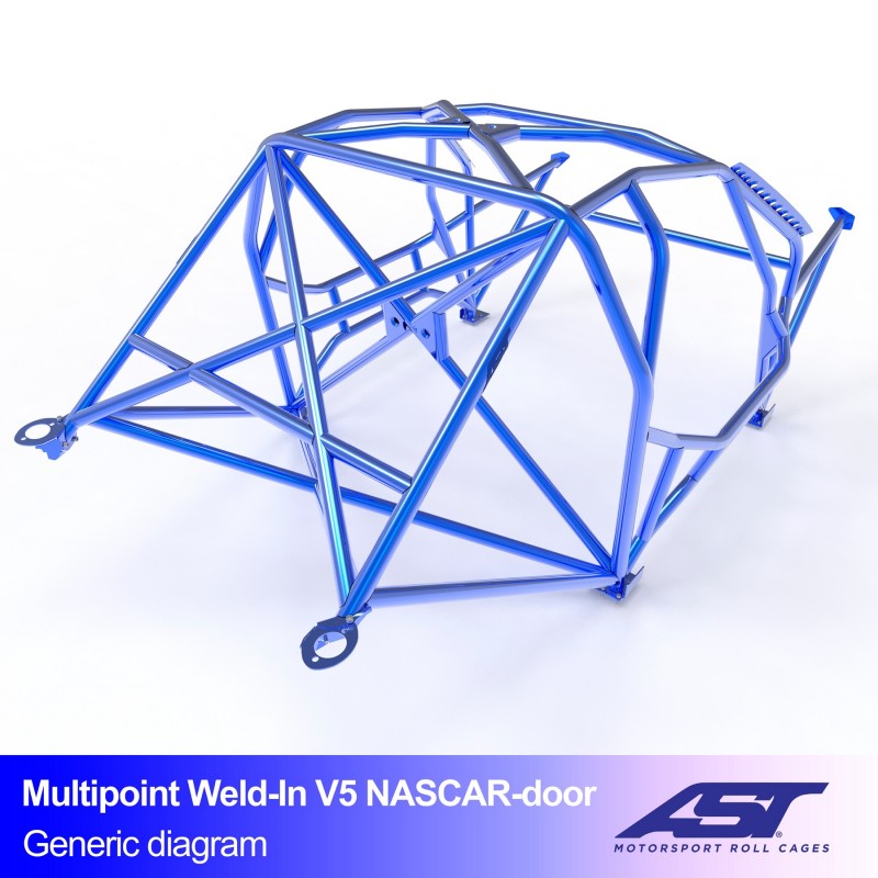 Arco de seguridad AST para soldar BMW 3-Series (E30) (2 puertas coupé RWD) Multipoint Weld-In V5 Nascar-Door Para Drift (X-Design)