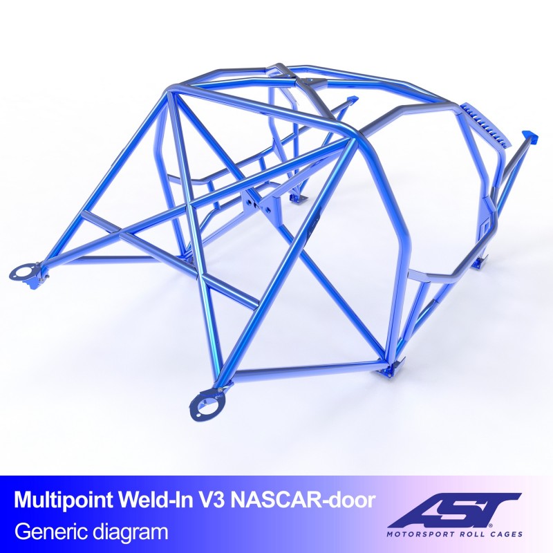 Arco de seguridad AST para soldar BMW 3-Series (E30) (5 puertas touring RWD) Multipoint Weld-In V3 Nascar-Door Para Drift (X-Design)