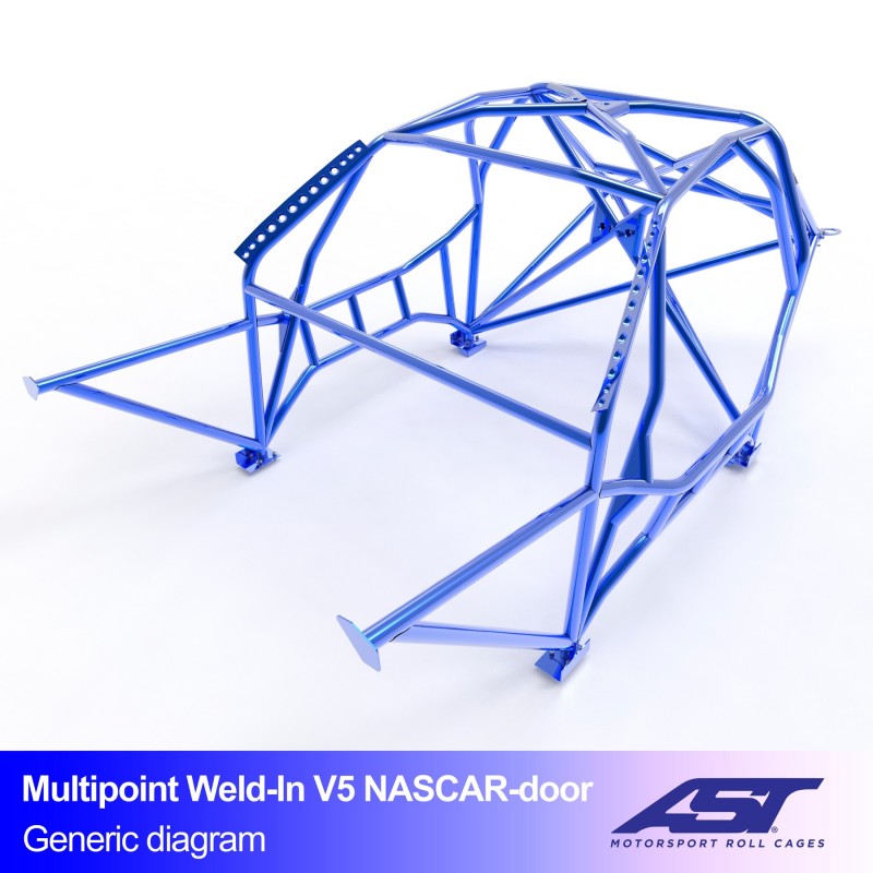 Arco de seguridad AST para soldar BMW 3-Series (E30) (5 puertas touring RWD) Multipoint Weld-In V5 Nascar-Door Para Drift (X-Design)