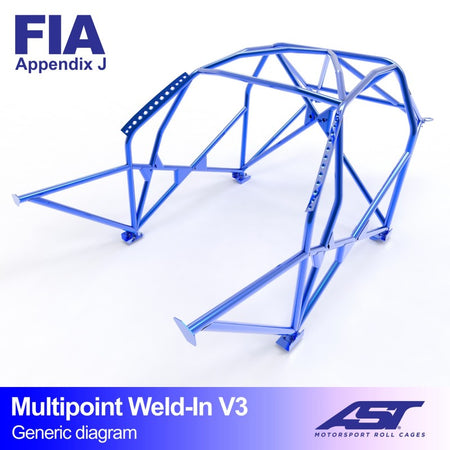 Arco de seguridad AST para soldar BMW 3-Series (E36) (2 puertas coupé) Multipoint Weld-In V3 (V-Design)