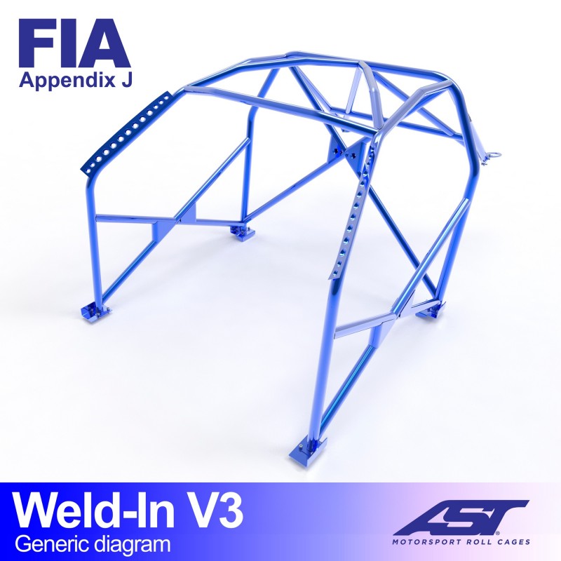 Arco de seguridad AST para soldar BMW 3-Series (E36) (2 puertas coupé) Weld-In V3 (V-Design)