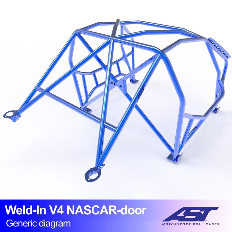 Arco de seguridad AST para soldar BMW 3-Series (E36) (3 puertas Compact) Weld-In V4 Nascar-Door Para Drift (V-Design)
