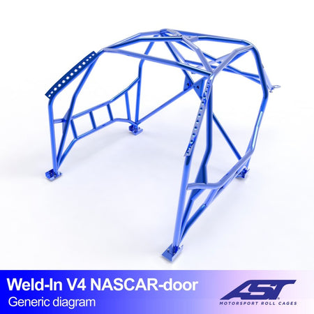Arco de seguridad AST para soldar BMW 5-Series (E34) (4 puertas sedán) Weld-In V4 Nascar-Door Para Drift (X-Design)