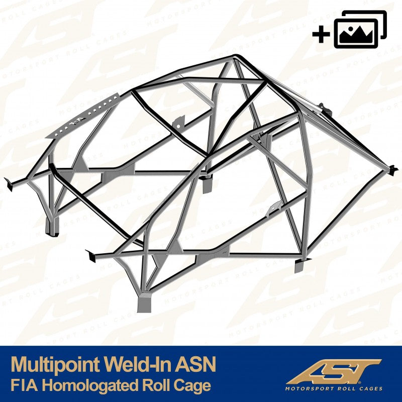 Arco de seguridad AST para soldar Mitsubishi Lancer EVO X (4 puertas sedán) Con Homologación Fia Para    Multipoint Weld-In Asn (V-Design)