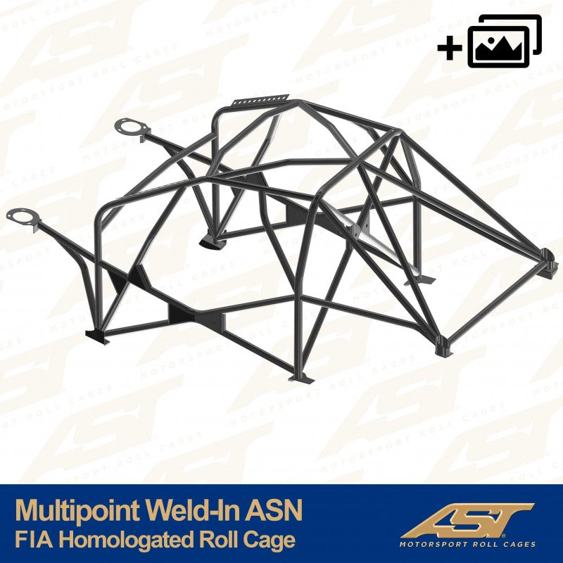 Arco de seguridad AST para soldar Renault Clio III (3 puertas hatchback) Con Homologación Fia Para    Multipoint Weld-In Asn (V-Design)
