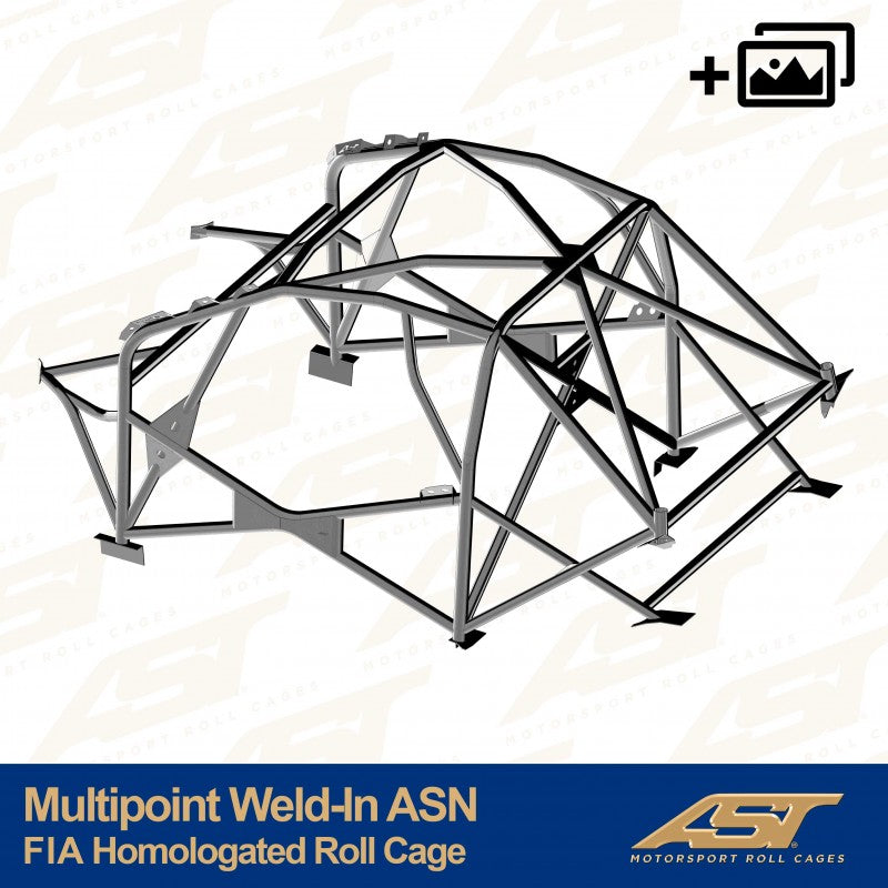 Arco de seguridad AST para soldar Toyota GR Yaris (GXPA16) (3 puertas hatchback) Con Homologación Fia Para    Multipoint Weld-In Asn (V-Design)