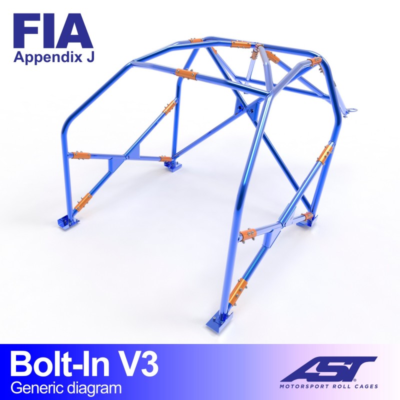 Arco de seguridad AST atornillado Datsun Bluebird (510) (4 puertas sedán) Bolt-In V3 (V-Design)