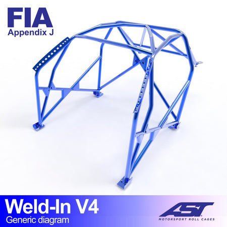 Arco de seguridad AST para soldar Ford Escort (Mk1) ((Mk1) 2 puertas coupé) Weld-In V4 (V-Design)