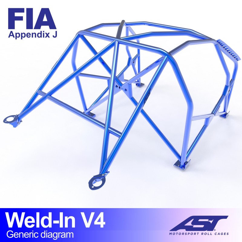 Arco de seguridad AST para soldar Ford Fiesta (Mk3) (3 puertas hatchback) Weld-In V4 (V-Design)