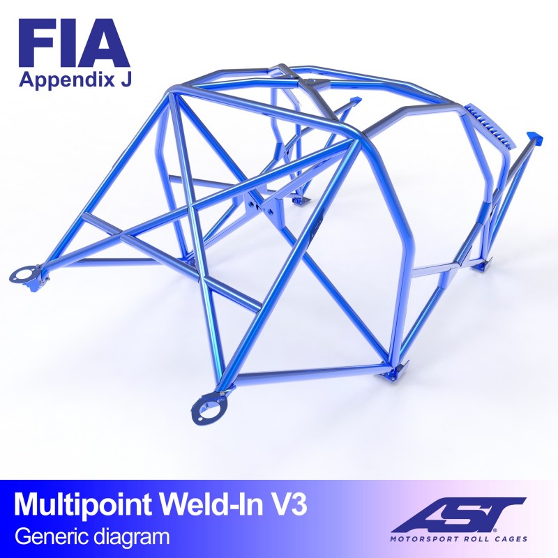 Arco de seguridad AST para soldar Ford Focus (Mk2) (3 puertas hatchback FWD) Multipoint Weld-In V3 (X-Design)