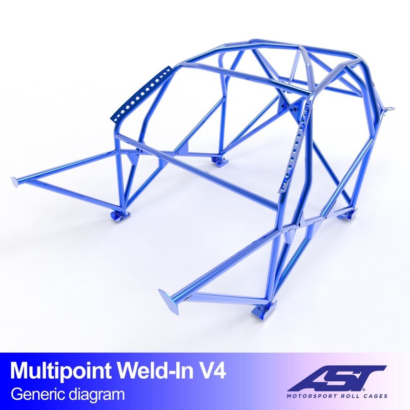 Arco de seguridad AST para soldar Ford Focus (Mk3) (5 puertas hatchback AWD) Multipoint Weld-In V4 (V-Design)