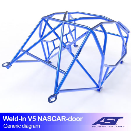 Arco de seguridad AST para soldar Ford Mustang (S550) (2 puertas coupé) Weld-In V5 Nascar-Door Para Drift (V-Design)