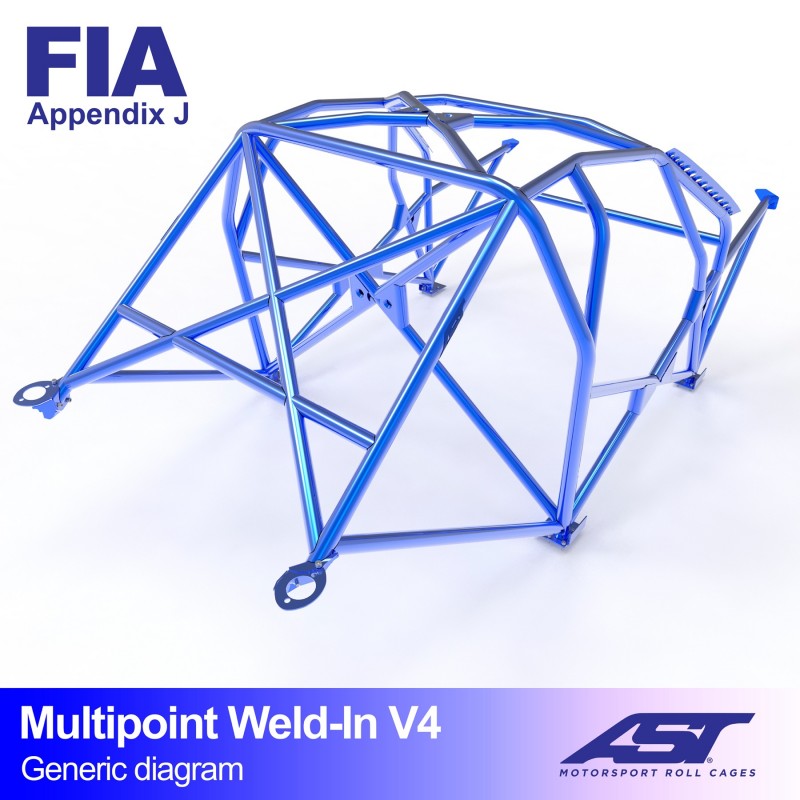 Arco de seguridad AST para soldar Honda Civic (3gen) (3 puertas hatchback) Multipoint Weld-In V4 (X-Design)