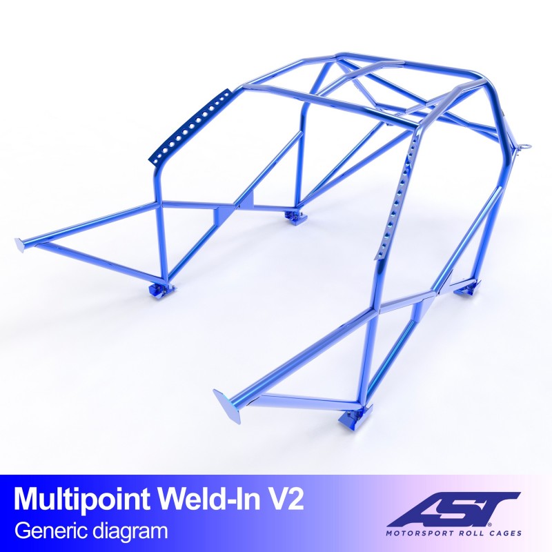 Arco de seguridad AST para soldar Honda Civic Coupe (EJ1/EJ2) (2 puertas coupé) Multipoint Weld-In V2 (X-Design)