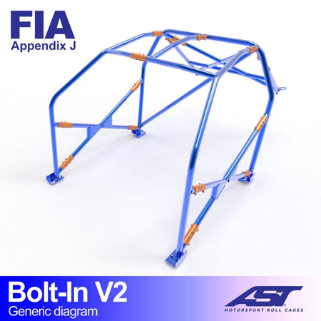 Arco de seguridad AST atornillado Honda Civic (EF/ED/EE) (3 puertas hatchback) Bolt-In V2 (X-Design)